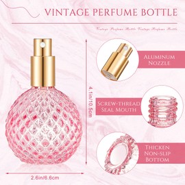 Teenyyou 8 Pack 100ml Glass Perfume Bottles Retro Empty Perfume Bottle Refillable Decorative Fine Mist Spray Bottles for Women Atomizer Sprayer with Refill Tool for Travel (Pink)