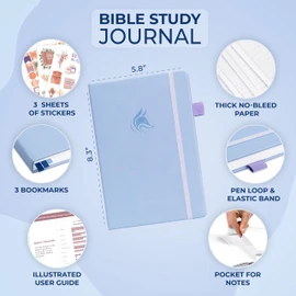 Clever Fox Bible Study Journal – Church Notes Notebook – Note Taking & Journaling Kit – Faith Based Religious Gifts & Accessories (Periwinkle)