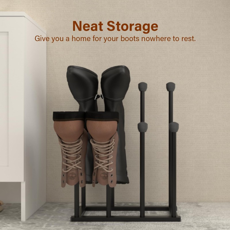 22.5 Inches Free Standing Shoe Racks, Tall Black Metal Boot