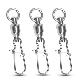 Atibin High Strength Fishing Swivels Tackle Stainless Connector Fishing Snaps Swivel Steel Lock Snap Swivels Saltwater Line Lure Connector 25pcs 54lbs