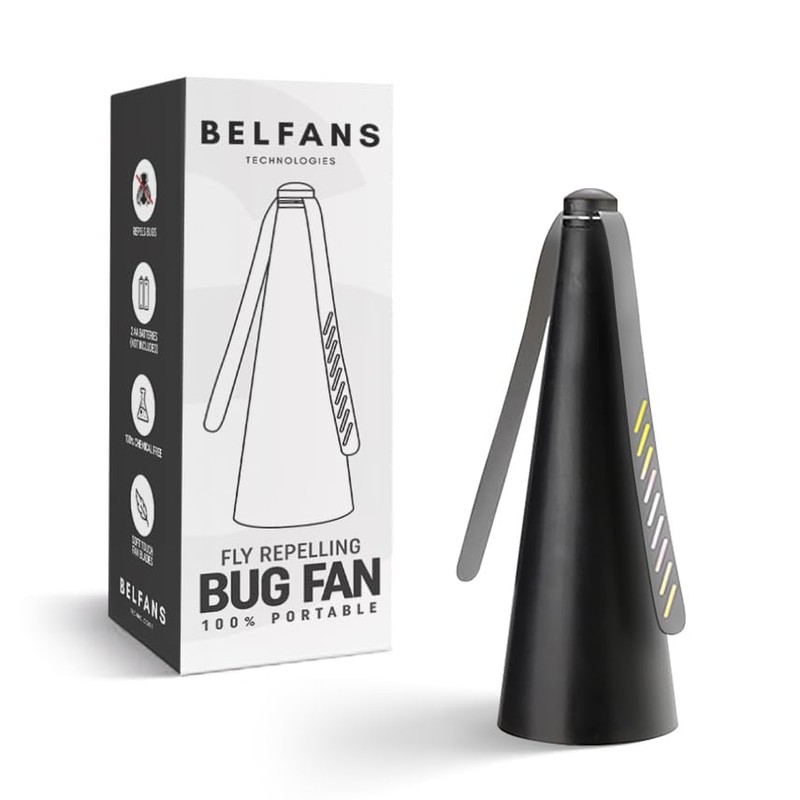 Belfans FlyRepellent Fan for Tables – AA Battery/USB Powered, Soundless