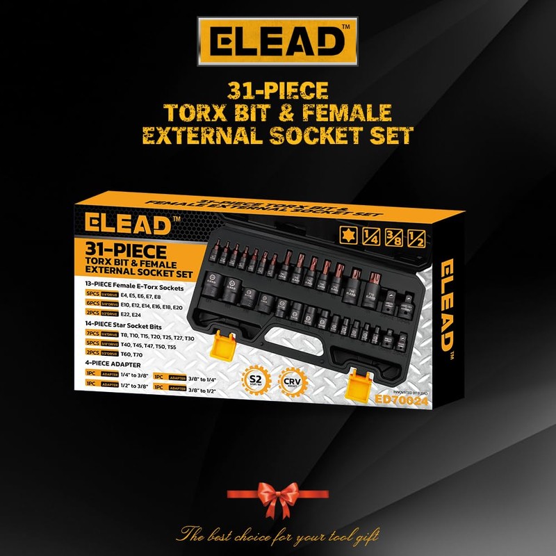 31-Piece Torx Bit Socket Set: Premium CR-V & S2 Alloy