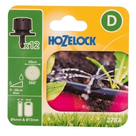 HOZELOCK - Micro Sprinkler Adjustable 360° In-Line, ø 13 mm and End-of-Line ø 4 mm : Adjustable Flow 0-40 LPH, 60cm Coverage [2787 0012]