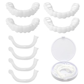 EOYVAIL Dentures Repair Kits, Upper and Lower Jaw Veneers, Temporary Cosmetic Dentures, 2 Pairs Upper and Lower Jaw Teeth + 4 Pieces Tooth Strips