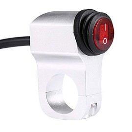 12V 16A Motorcycle Handlebar Mount ON-OFF Switch Waterproof Aluminium Alloy Headlight Switch for 7/8 Inch 22 mm Handlebar Switch Fog Light On Off LED Indicator Silver