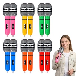 12 Accesorios Para Fiesta Batucada Para Fiesta Micrófonos Inflables De Colores Vibrantes Para Actividades Grupales y Celebraciones, Hechos De Pvc Dura