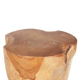 Rutledge & King Java Teak Root Stool - Wooden Stool - Teak Boho Side Table - Teak Accent Table - Teak Tree Stump - Pedestal Side Table - Black Teak Stool
