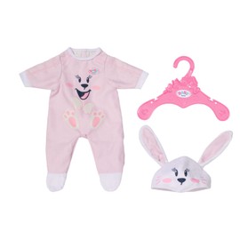 BABY born Bunny Cuddly Suit 834473 - Rabbit Print Onesie with Matching Hat for 43cm Dolls - Doll Not Included - Suitable for Kids From 3+ Years