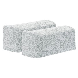 sourcing map 2Pcs Stretch Armrest Covers, Polyester Jacquard Soft Couch Arm Slipcovers Anti-Slip Furniture Protector for Chairs Couch Sofa Recliner, Light Gray