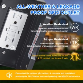 TITOSICHY Porch Light with GFCI Outlet Dusk to Dawn Motion Sensor Outdoor Light 3 Light Modes Exterior Light Fixture Waterproof Outside Wall Light for House Patio Garage