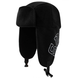 Clakllie Polar Fleece Winter Hat with Ear Flaps Windproof Aviator Hat Faux Fur Hat for Men Women Warm Bomber Hat Ushanka Russian Hat, CDGE-PL2402-Black