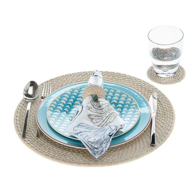 KOUBOO Laguna Table placemat, Round Table Mats Set, Woven Placemats,