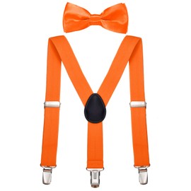 DonDon Boys' Braces Bow Tie Set Elastic and Adjustable Length for Children from 1-8 Years, orange