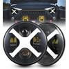 HENGTUAUTO 7inch Round X-Style Headlights White DRL Amber Turn Signal