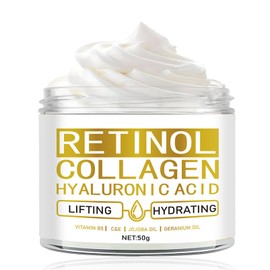 Retinol Face Cream with Hyaluronic Acid, Collagen & Vitamins B5, C, E – Anti Wrinkle & Anti Ageing Moisturiser – Dark Spot Corrector Facial Care – Hydrating Night Cream for Women & Men 50g