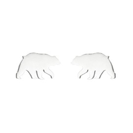 Polar Bear Stud Earrings Stainless Steel Cute Animal Tiny Earrings for Women and Men Jewelry-Silver