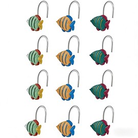 Fish-Shaped Shower Curtain Hooks 12-Pack, Underwater-Themed Bathroom Decor