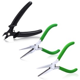 SPEEDWOX 3 Pieces Metal Processing Pliers Set Jewelry Making Pliers Long Nose Pliers Flat Nose Pliers Flush Cut Outer Spring for Metal 3D Model Making