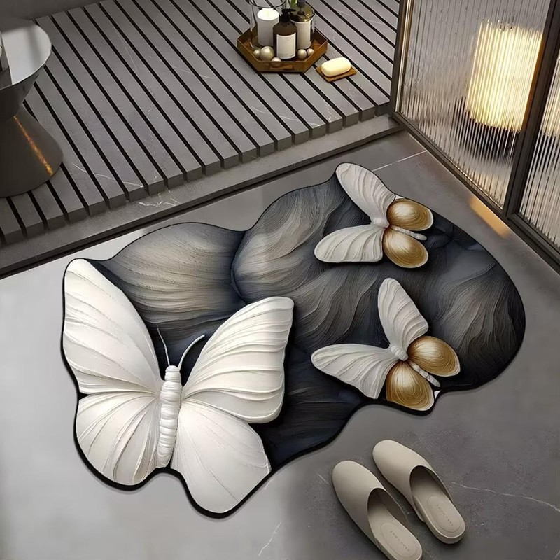 Butterfly Kitchen Rugs - Quick-Drying Carpet - 3D Realistic Pattern