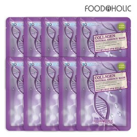 Food Aholic 3D Collagen Natural Essence Mask Pack (10 Sheets) / 3D 콜라겐 내추럴에센스 마스크팩(10매)