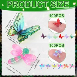 Yalikop 200 Pcs Mini Resin Butterflies Dragonflies Mushrooms Ladybugs Figurine Tiny Resin Insect Figurines for Fairy DIY Garden Dollhouse Micro Landscaping Decoration (Butterflies Dragonflies)