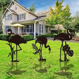 GZDDYUMYJX Metal Flamingo Decor for Outside,Black Flamingo Silhouette Statues Garden Decor for Outside,Outdoor Decor,Yard Art,Lawn Ornaments,Gifts (Black Flamingo)