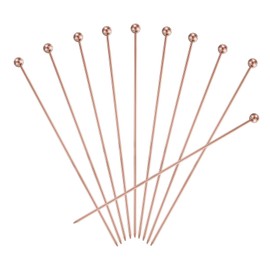 QUARKZMAN Stainless Steel Cocktail Toothpicks 7.9 Inch Metal Cocktail Skewers Fruit Sticks Reusable Long Martini Skewers Cocktail Skewers for Party Drinks Rose Gold Ball Pack of 10