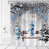 ASVEAS Blue Snowman Shower Curtain Merry Christmas Pine Trees Branches