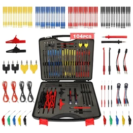 Automotive Circuit Test Leads Kit 104 Pieces, Multimeter Multi Function Electric Probe Test Kit with Black Carrying Case Test Lead Set Wire Connectors Adapter Cables (104)