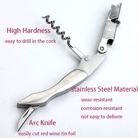 TopHomer Professioneller Weinöffner, Korkenzieher, Barkeeper, Korkenzieher, Flaschenöffner und Folienschneider, Edelstahl, Korkenzieher