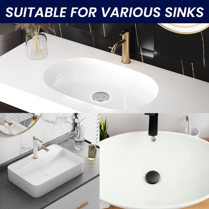 wadafen Pack of 2 Sink Plugs for 34-40 mm Drain