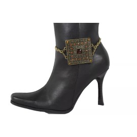 Alwasytyle4you Women Antique Gold Metal Chain Boot Bracelet Anklet Shoe Ethnic Charm Jewelry