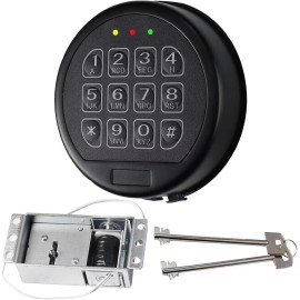 MOUNT Gun Safe Lock Replacement Black Keypad Lock with 2 Override Keys & Solenoid Lock