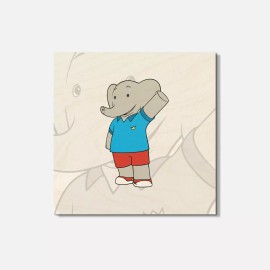 Unbranded Babar Cartoon 4'' X 4'' Square Wooden Coaster