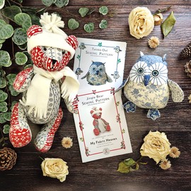 My Fabric Heaven Two Discounted Sewing PATTERNS. Twinkle Starry-Eyed Keepsake Owl & Christmas Teddy Jingle Bear. Handmade Stuffed Animal Soft Toys & Easy Photo-Tutorial Instructions. Free Post