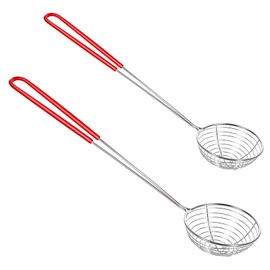 2 Sizes Stainless Steel Spider Strainer Spoon Boba Spoons Hot Pot Strainer with Handle Ladle Wire Cooking Skimmers Spoon with Handle for Hot Pot, Meatball, Kitchen Baking Oil Filter