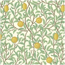 Lemon Wallpaper Leaf Peel and Stick Wallpaper Beige and Green 17.3"X78.8" Self Adhesive Wall Paper Removable Decorative Wallpapers Boho Contact Paper for Bedroom Bathroom Cabinets Decor Vinyl Roll