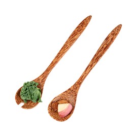 Restaurantware - Coco Casa 9.5 Inch Handmade Serving Spoons, 2 Greaseproof Coconut Spoons - Lacquered, Sustainable, Brown Coconut Serving Flatware, For Serving With Hot And Cold Foods