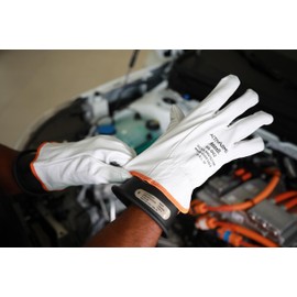 Ansell ActivArmr 96-002, Electrician Work Gloves, Electrical Protection Class 00 & 0 (500V-1000V), Insulating Leather Gloves for Professionals, Size M (1 Pair)