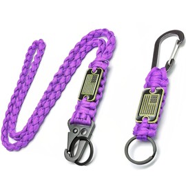 LUYADIN Paracord Lanyard Keychain with USA Flag,Parachute Rope Necklace Keychains for Outdoor Activities,Keys,Whistle