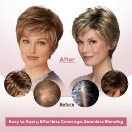 REECHO Hair Topper for Women - 100% Japanese Revolutionary Fiber Short Toupee Wiglet Topper Hairpiece for Women with Thinning Hair Loss Lightweight Large Base - Chocolate Copper Brown