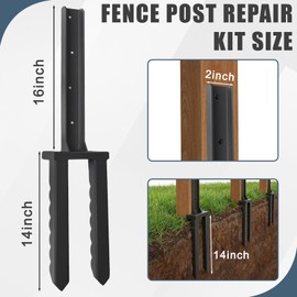 4 Pcs Fence Post Repair Kit, Quick Fix Broken/Leaning Wood Post Support
