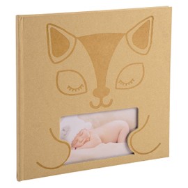 Exacompta - Ref 14562E - Zephire Cat Baby Medium Photo Album - 250 x 250mm in Size, 30 White Pages, Holds Up To Approx. 60 Photos - Beige Windowed Cover