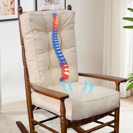 YZ HOME Rocking Chair Cushion, Set of Thicken Seat & Back Chair Cushions with Memory Foam, Non-Slip Chair Pad with Ties for for Indoor&Outdoor Rocker, Beige, 28 * 18 * 5/18x18x5