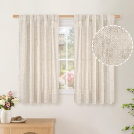 BGment Linen Curtains 54 Inch Length for Short Window, Light Filtering Rustic Drapes for Bedroom/Farmhouse/Kitchen with Rod Pocket and Back Tab, 2 Panels, 42 Inch Wide Each Panel