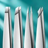 4-Piece Eyebrow Tweezers Set for Precision Grooming – Multi-Tip Stainless
