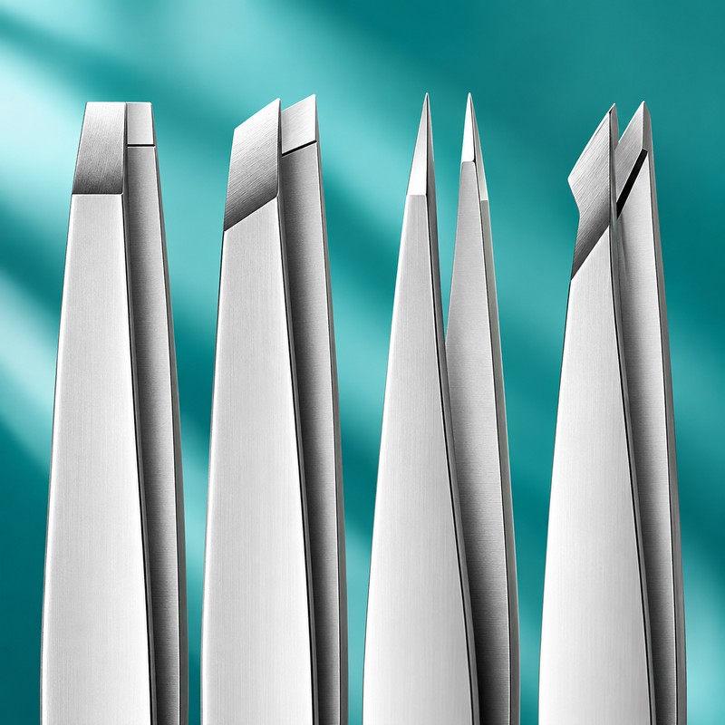 4-Piece Eyebrow Tweezers Set for Precision Grooming – Multi-Tip Stainless