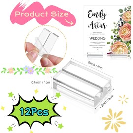 12 Pieces Acrylic Stands Clear Place Card Holders , Card Slot Stand for Wedding Table Numbers Display Stands Photos Wedding Party Events Office Business Menu Meeting