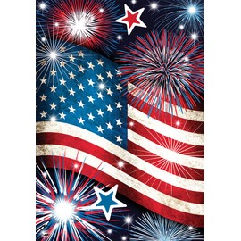 Briarwood Lane Stars and Stripes Patriotic Garden Flag Fireworks 12.5" x 18"