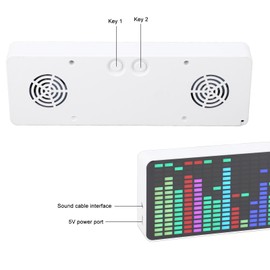 Analizador de Espectro de Audio Profesional, Indicador de Sonido Estéreo, Pantalla de Audio, Nivel de Luz de Ritmo de 1624 Segmentos, Reloj con Sensor de Voz para Músicos